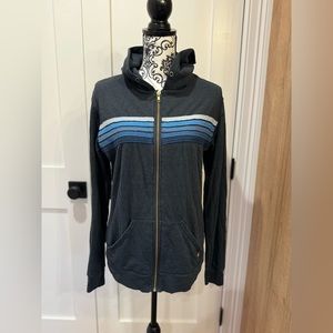 Aviator Nation Zip Up Hoodie Sweatshirt with Blue Stripes in L